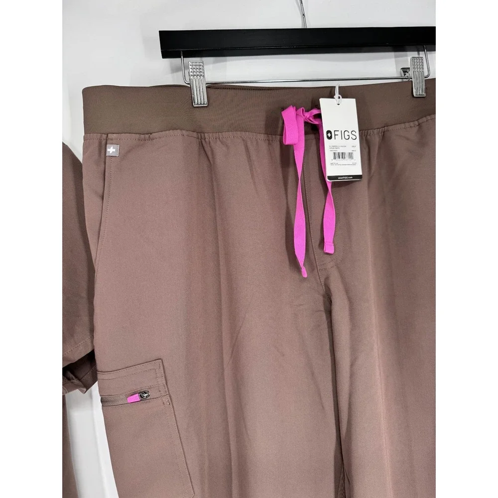 FIGS Scrub Set Womens 4XL Catarina One Pocket Top Zamora Joggers Pants 3XL Brown